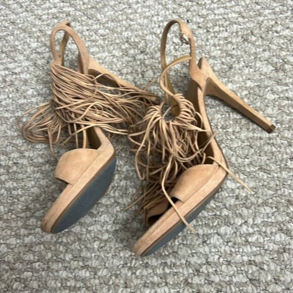KENDALL + KYLIE leather fringe sandal cream tan brown size 8 - Picture 4 of 8